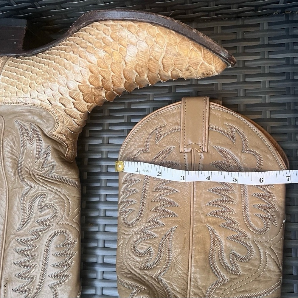 Vintage Justin Python Cowboy Boots Sz 9 USA Made Snakeskin Western Boho Rodeo - Picture 14 of 16